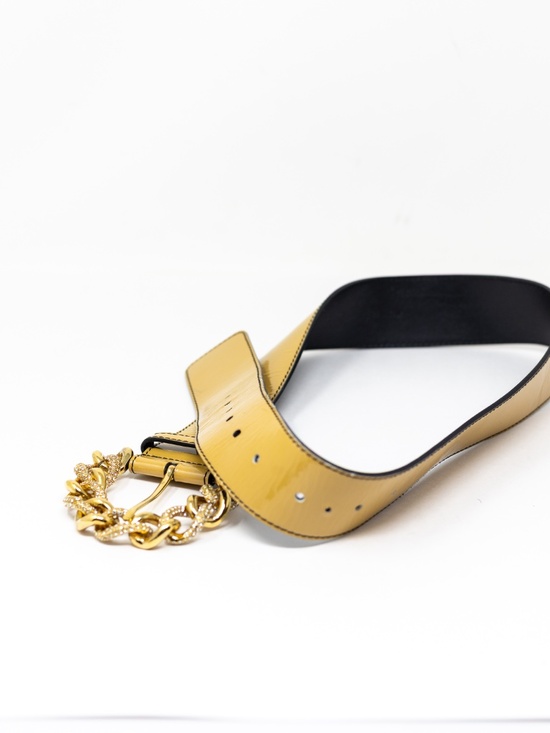 Valentino Genuine Patent Leather Italy Crystal Jewel Chain Link Buckle Belt main image 4
